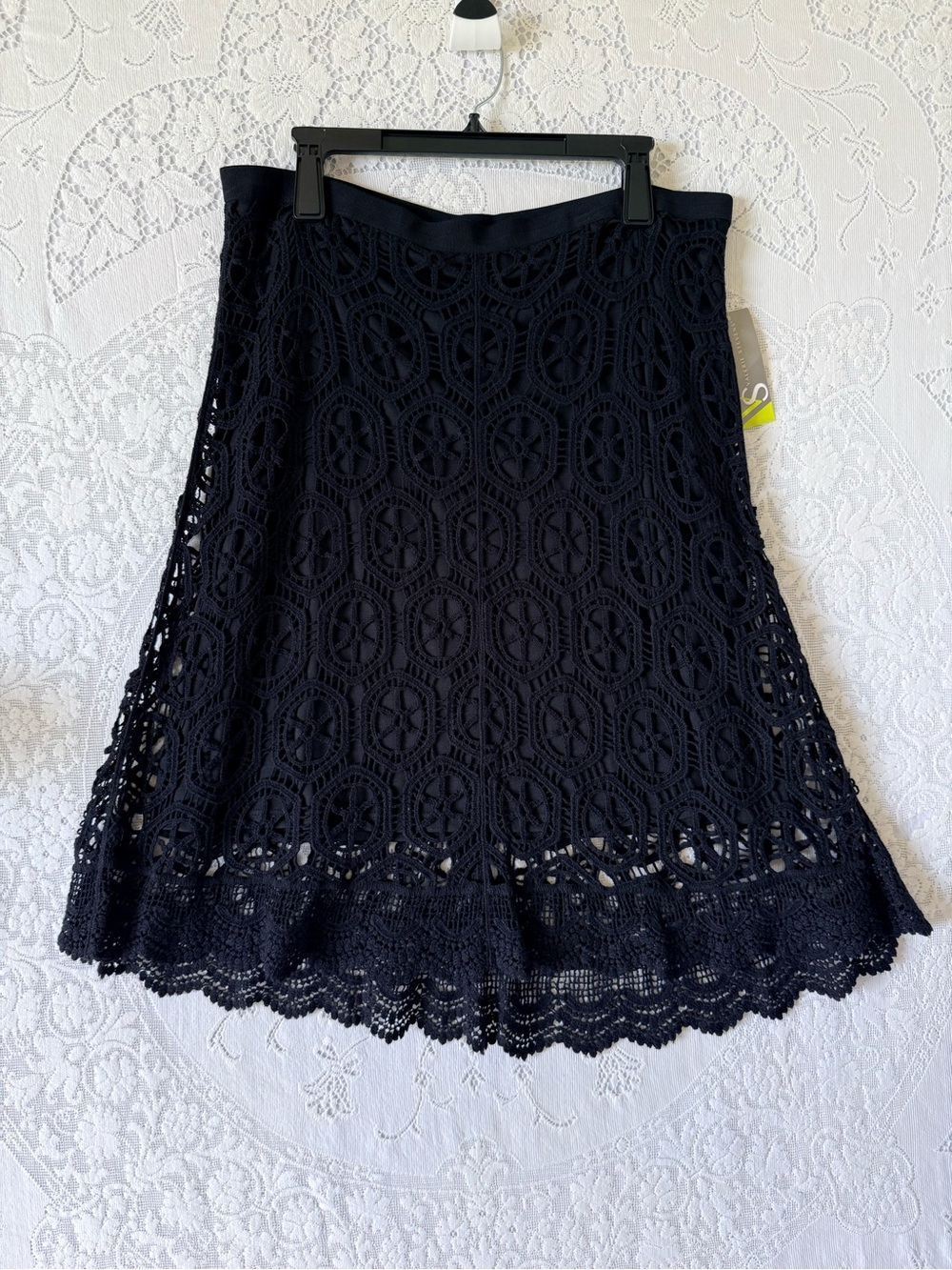 Valerie Stevens Black Crochet A-Line Boho Cottagecore Skirt‎ size XL NWT